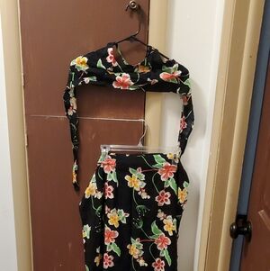 Floral Black Swim Coverup